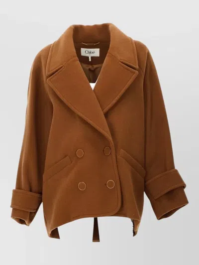 Chloé Tailored Mid Length Coat Relaxed Silhouette In Brown