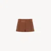 Chloé Tailored Mini Shorts In Soft Nappa Leather Brown Size 6 100% Lambskin In Brown