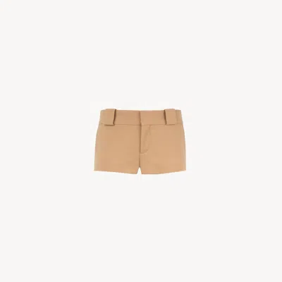 Chloé Mini Short Tailleur En Laine Grain De Poudre Femme Brun Taille 38 100% Laine Vierge In Brown