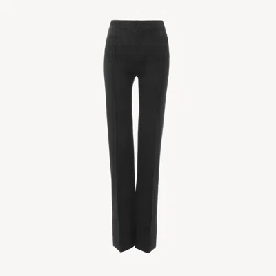 CHLOÉ TAILORED PANTS IN SOFT CAVALRY COTTON BLACK SIZE 6 98% COTTON, 2% ELASTANE, HORN BUBALUS BUBALIS, FA