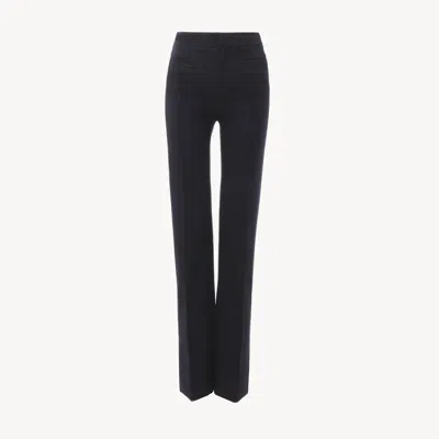 Chloé Tailored Pants In Wool Gabardine Blue Size 6 100% Virgin Wool, Horn Bubalus Bubalis, Farmed, Coo Ind