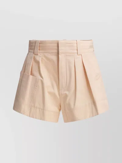 Chloé Tailored Pleated Shorts With Functional Pockets In Neutral