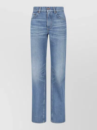 Chloé Tailored Trousers Belt Loops Back Pockets In Blue