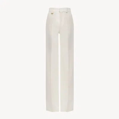 Chloé Pantalon De Costume En Coton Brossé Femme Blanc Taille 42 100% Coton In White