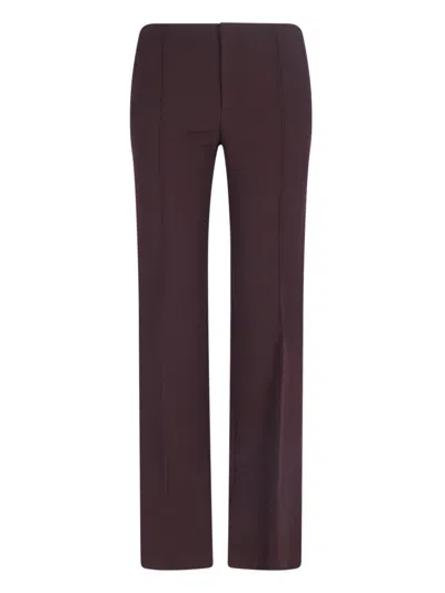 Chloé Tailored Virgin Wool Trousers With Lined Pockets In Brown