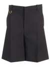 Chloé Tailored Wool Crepe Shorts Trousers Black In Black