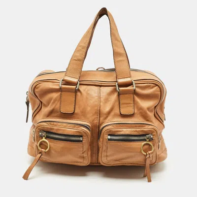 Pre-owned Chloé Tan Leather Betty Zip Satchel In Brown