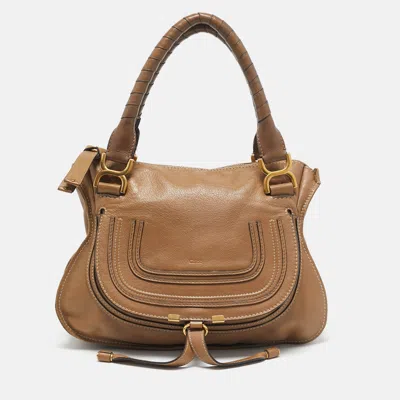 Pre-owned Chloé Tan Leather Medium Marcie Satchel