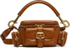 Chloé Structured Brown Clay Calfskin Crossbody Bag With Golden Details In 26m Clay Brown