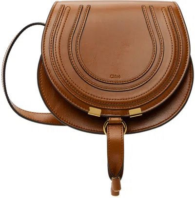 Chloé Tan Small Shiny Marcie Saddle Bag In 26m Clay Brown