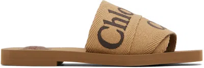 Chloé Tan Woody Sandals In Beige
