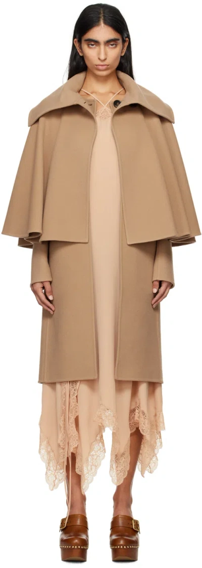 Chloé Tan Wool & Cashmere Coat In 275 Soft Tan