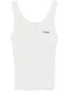 Chloé Embroidered Ribbed Cotton Tank In White