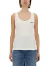Chloé Embroidered Ribbed Cotton Tank In White