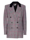 Chloé Tartan Double Breasted Coat In Gray