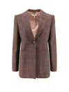 Chloé Tartan Wool Blazer With Shoulder Pads