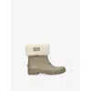 Chloé Taupe Comb Logo-patch Faux-shearling And Rubber Boots&nbsp; Eur 34 / 2 Uk In Brown