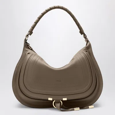 Chloé Taupe Marcie Shoulder Bag In Leather In Brown