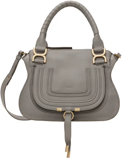 Chloé Taupe Small Marcie Double Carry Bag In 053 Cashmere Grey