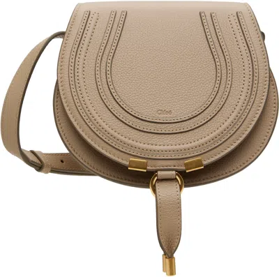 Chloé Taupe Small Marcie Saddle Bag In 20e Boyish Brown