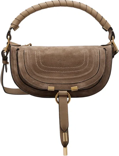 Chloé Taupe Suede Leather Mini Marcie Shoulder Bag