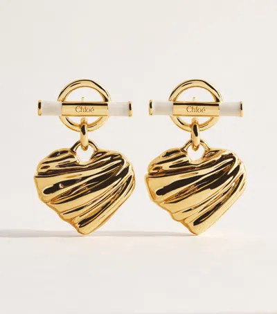 Chloé T-bar Heart Drop Earrings In Gold