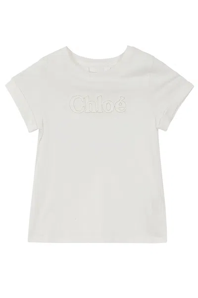 Chloé Kids' Tee Shirt In Bianco Sporco