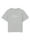 Chloé Logo-embroidered T-shirt In H Latte Green Sunset Over The Palm