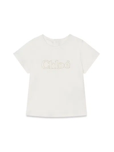 Chloé Kids' Tee Shirt In Bianco Sporco