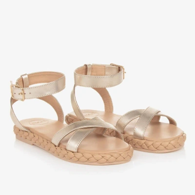 Chloé Teen Girls Gold Braided Sandals