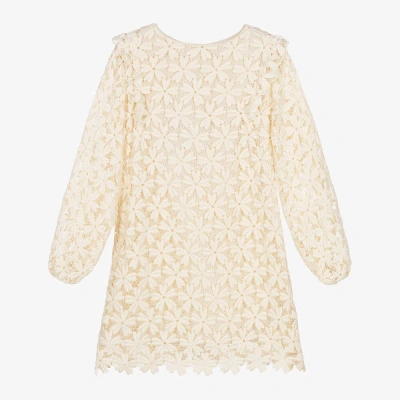 Chloé Teen Girls Ivory Floral Guipure Lace Dress