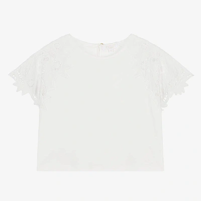 Chloé Teen Girls Ivory Organic Cotton T-shirt