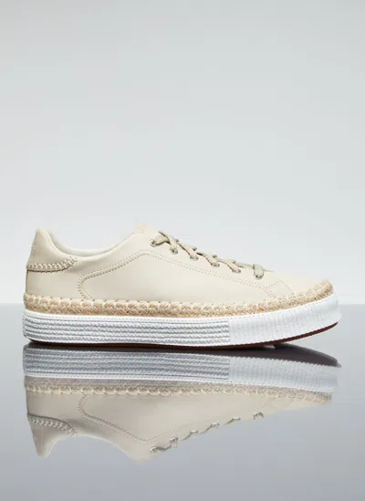 Chloé Telma Leather Trainers In Beige