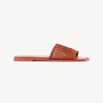 Chloé Soleil Crochet-effect Flat Sandals In Brown