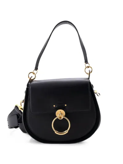 Pre-owned Chloé Tess Bag Leather Large Crossbody Bag In Black