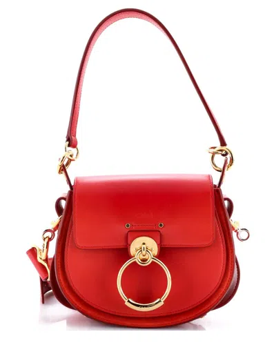 Chloé Tess Bag Leather Small (authentic Pre-loved) In Red