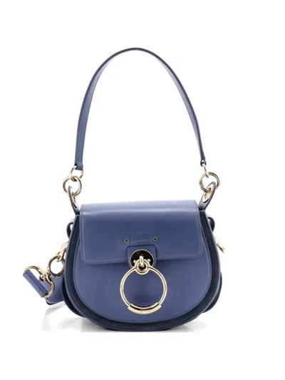Pre-owned Chloé Tess Bag Leather Small Shoulder Bag In Blue