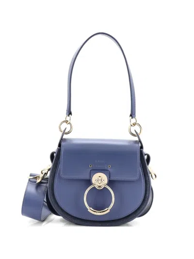 Pre-owned Chloé Tess Bag Leather Small Shoulder Bag In Blue