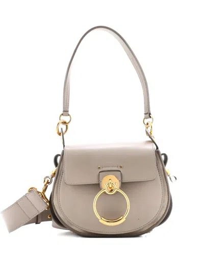 Pre-owned Chloé Tess Bag Leather Small Shoulder Bag In Gray