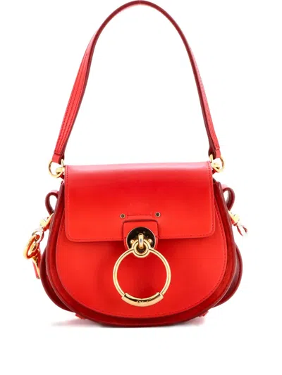 Pre-owned Chloé Tess Bag Leather Small Shoulder Bag In Red