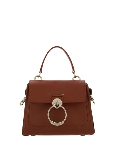 Chloé Tess Handbag In Leather Brown
