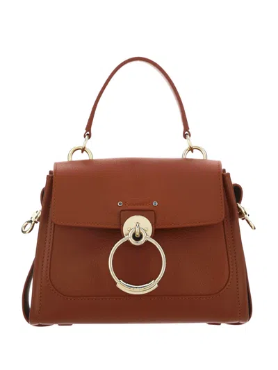 Chloé Tess Handbag In Leather Brown