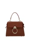 Chloé Mini Tess Day Shoulder Bag In Grained Leather In Sepia Brown
