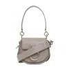 Chloé Small Tess Bag In Shiny Leather And Suede Grey In Gray