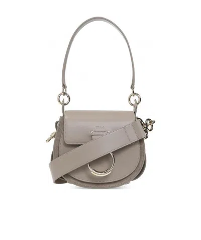 CHLOÉ CHLOÉ TESS LOGO EMBOSSED RING EMBELLISHED SHOULDER BAG