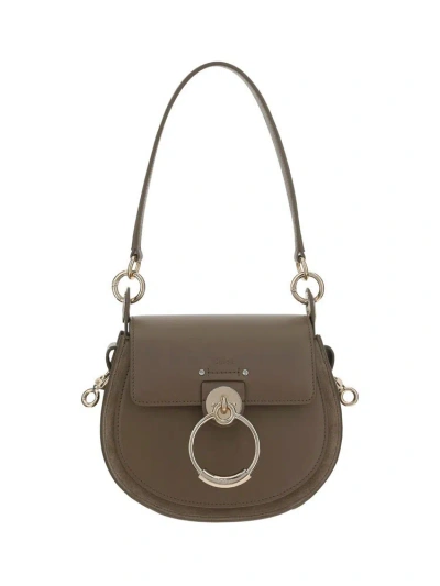 Chloé Khaki Small Tess Bag In Beige