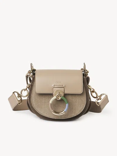 Chloé Tess Ring-embellished Shoulder Bag Argyle Brown In Neutral