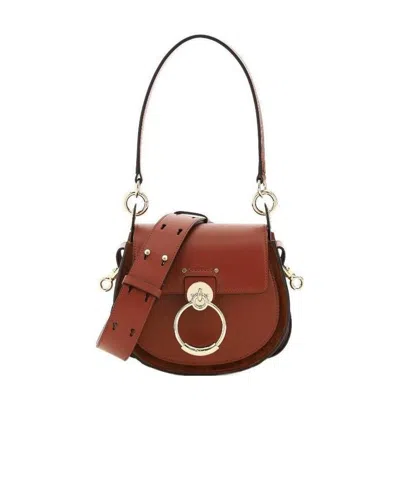 CHLOÉ CHLOÉ TESS LOGO EMBOSSED RING EMBELLISHED SHOULDER BAG