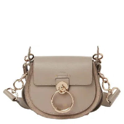 Chloé Chloe Tess Small Bag In Shiny And Suede Leather In Grey