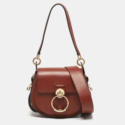 Pre-owned Chloé Tess Small Brown Leather And Suede Shoulder Bag